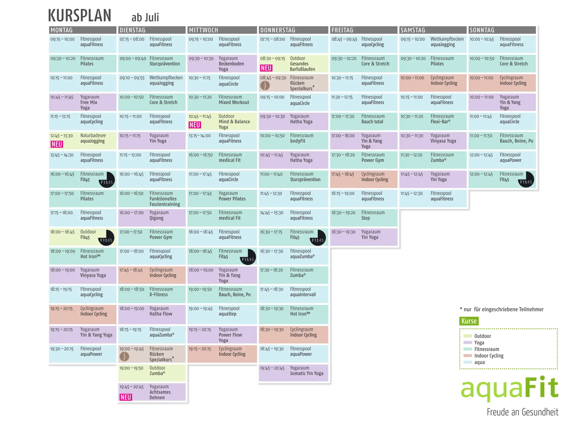 aquaFit Kursplan ab Juli 2026